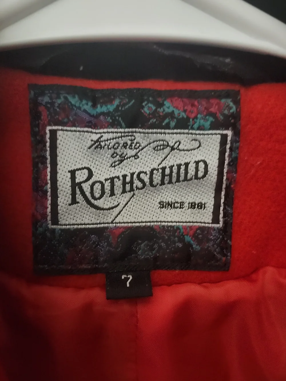 Rothschild Vibrant Red Coat with Patterned Brand Label